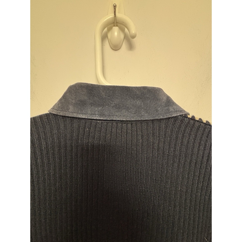 Big Studio Works Small Women's Leather Patchwork Blue Gray Full Zip Whipstitch - Picture 6 of 10